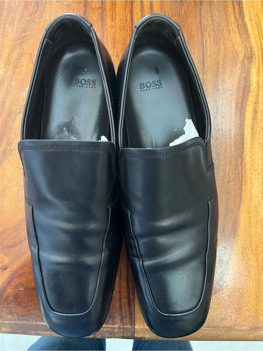 BOSS Black Leather Slip-On Loafers